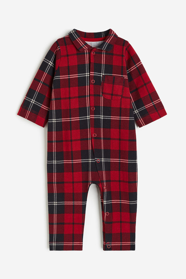 H&M Pyjamasoverall Med Krage Röd/rutig