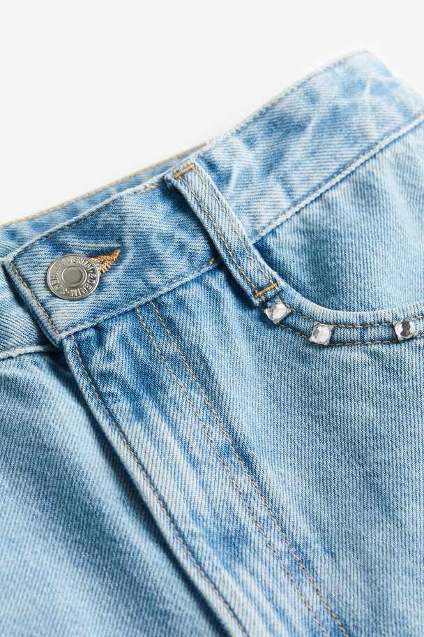 H&M Strassverzierte Jeans mit Schlitzen Blau