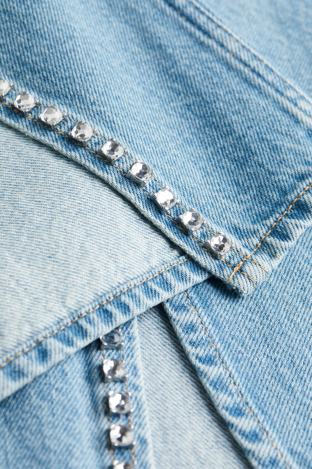 H&M Strassverzierte Jeans mit Schlitzen Blau