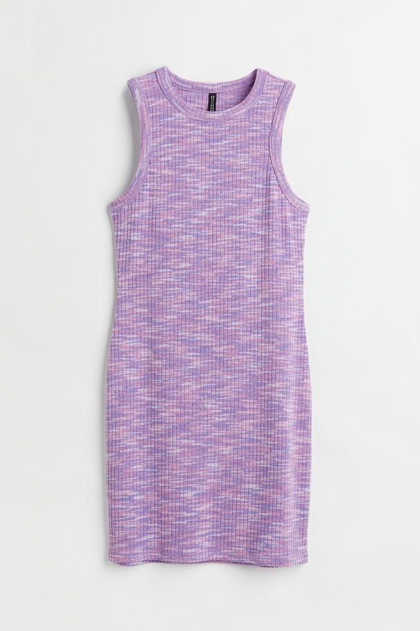 H&M Rib-knit Dress Purple Marl