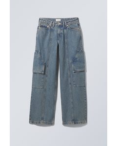 Lockere Cargo-Jeans Mason mit niedrigem Bund Lapisblau