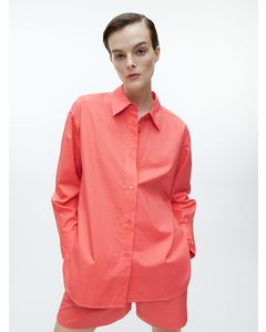 Relaxed Poplin Shirt Coral