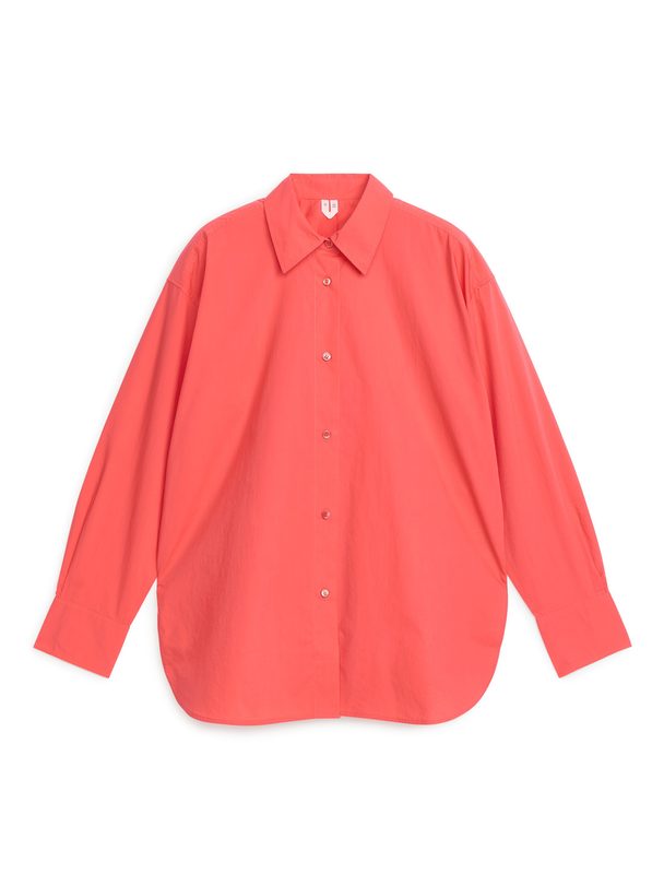 Arket Relaxed Poplin Shirt Coral