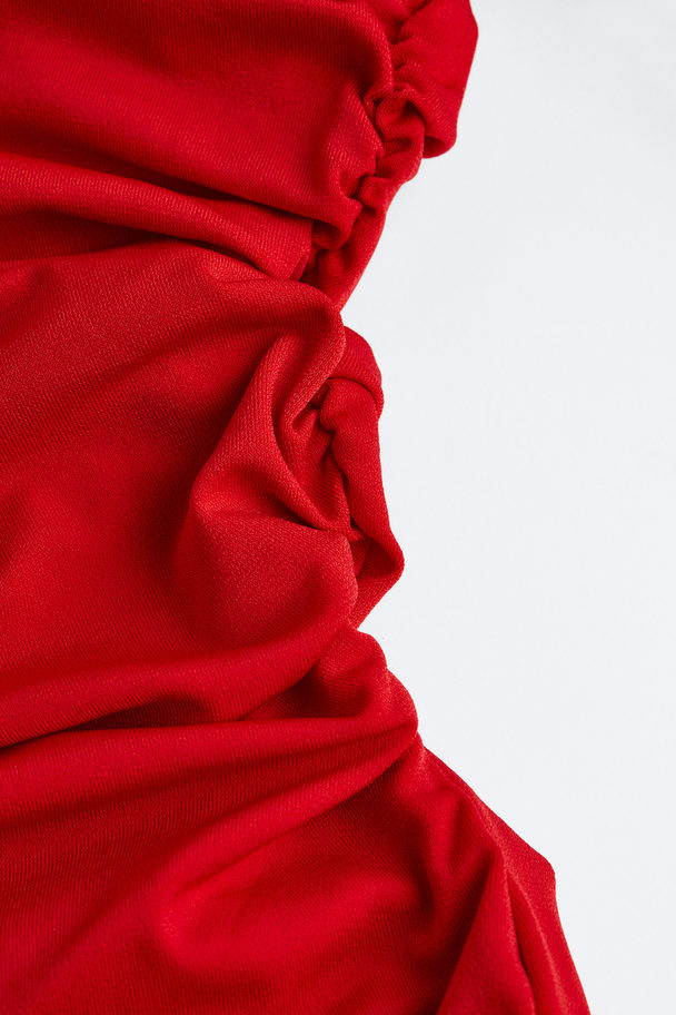 H&M Off-Shoulder-Kleid mit Raffungen Rot
