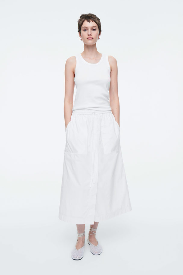 COS Drawstring Midi Skirt White