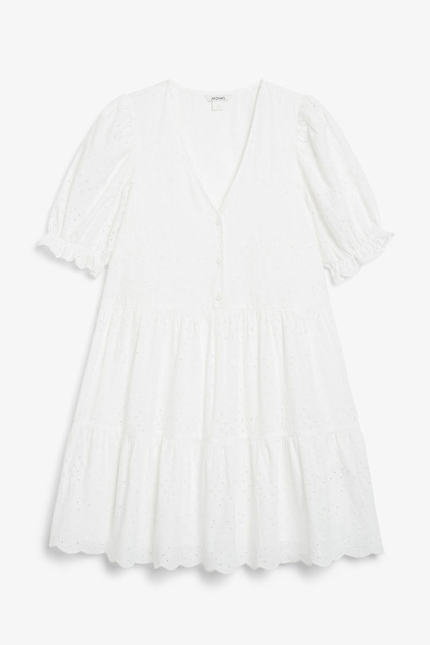 Monki Babydoll-kjole Med Flæser Hvid