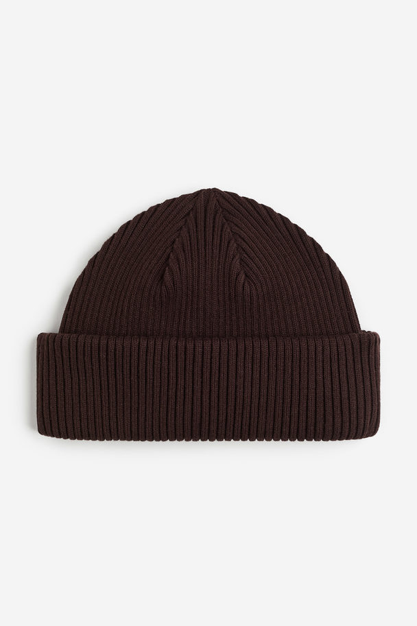 H&M Rib-knit Hat Dark Brown