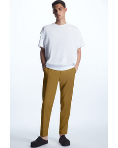 Regular-fit Tapered Wool Trousers Brown