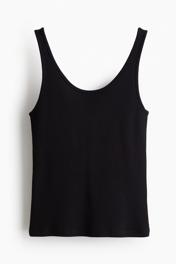 H&M Ribbed Vest Top Black