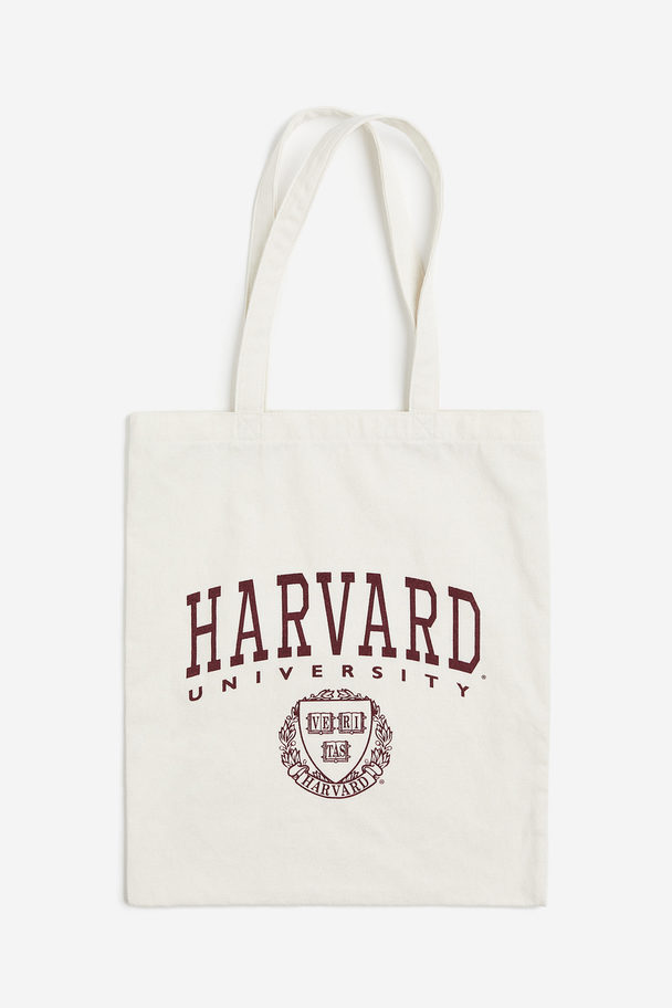 H&M Bedruckter Shopper aus Canvas Cremefarben/Harvard University