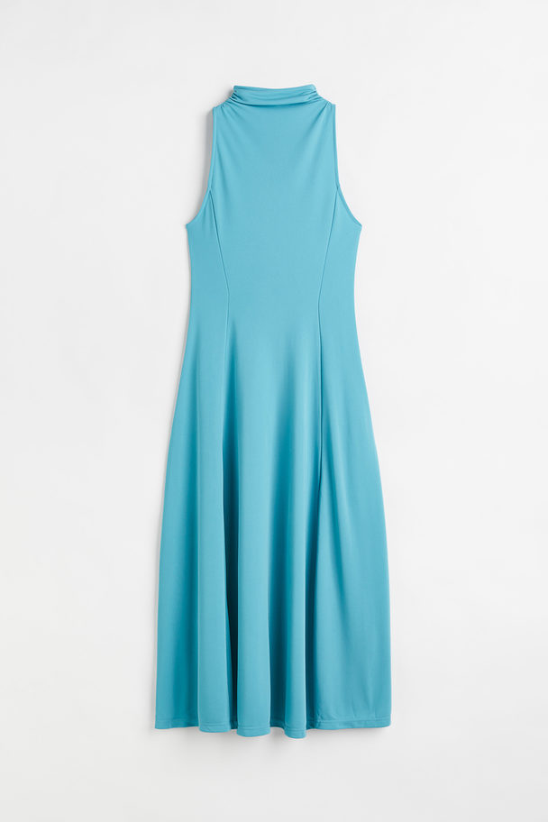H&M Sleeveless Polo-neck Dress Turquoise