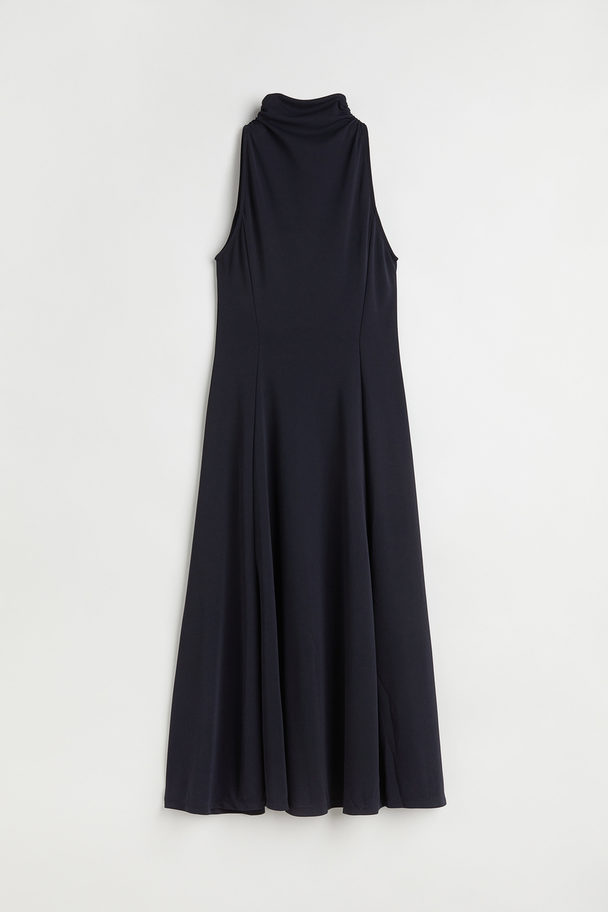 H&M Sleeveless Polo-neck Dress Dark Blue