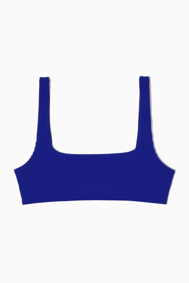 COS Square-neck Ribbed Bikini Top Bright Blue