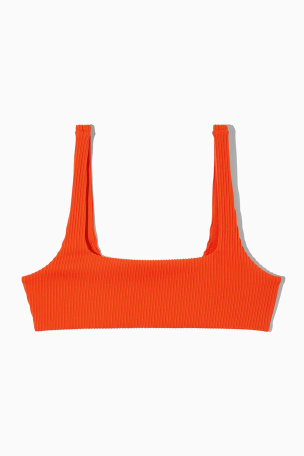 COS Ribbad Bikini-bh Med Fyrkantig Halsringning Orange