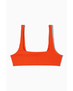 Ribbad Bikini-bh Med Fyrkantig Halsringning Orange