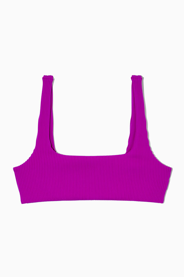 COS Square-neck Ribbed Bikini Top Purple