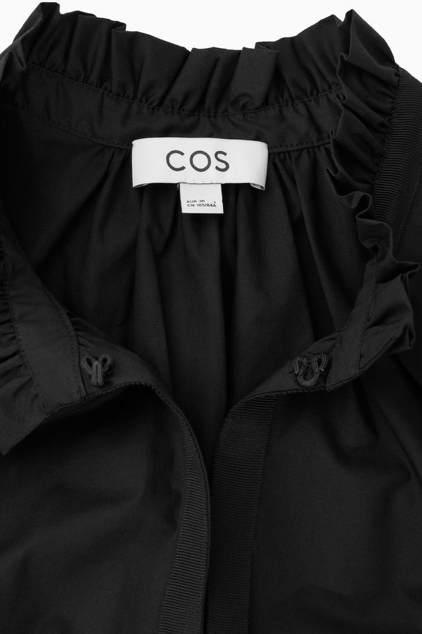 COS Skjortklänning I Midimodell Med Volang Vid Kragen Svart