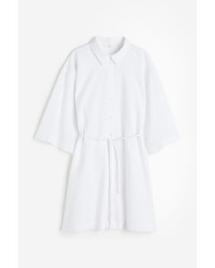 Blusenkleid aus Leinenmix Weiß