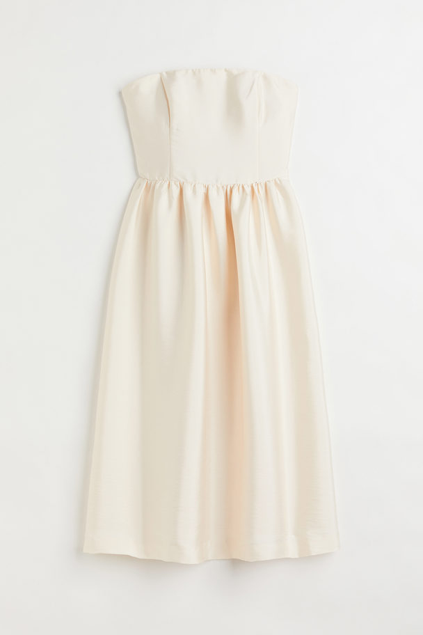 H&M Trägerloses Kleid Cremefarben