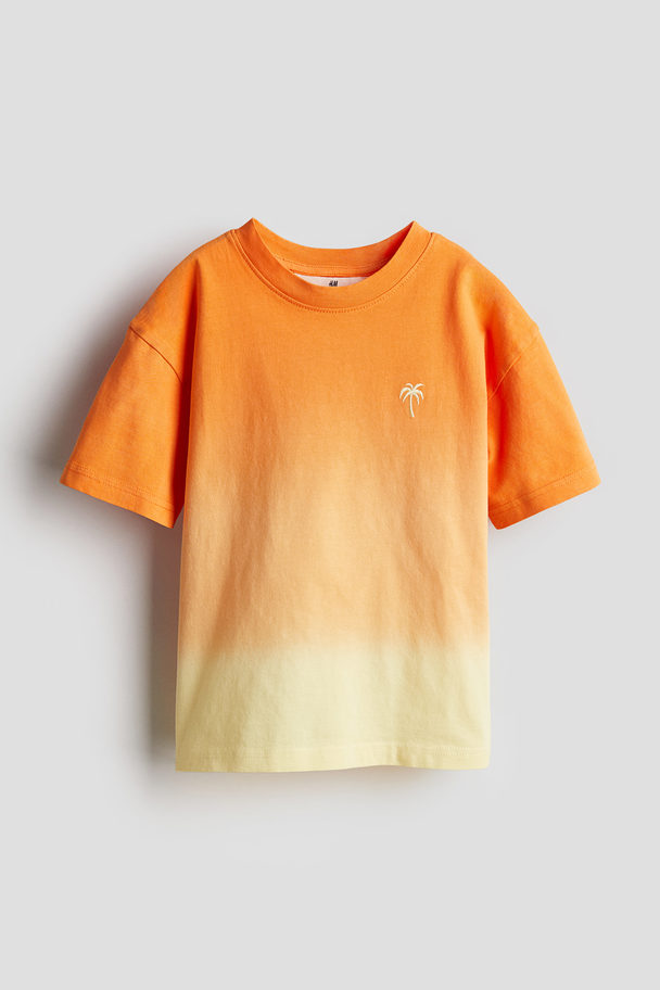 H&M Motif-detail Cotton T-shirt Orange/palm Tree