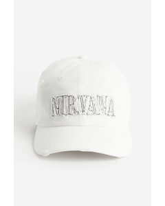 Twillcap mit Applikation Weiß/Nirvana