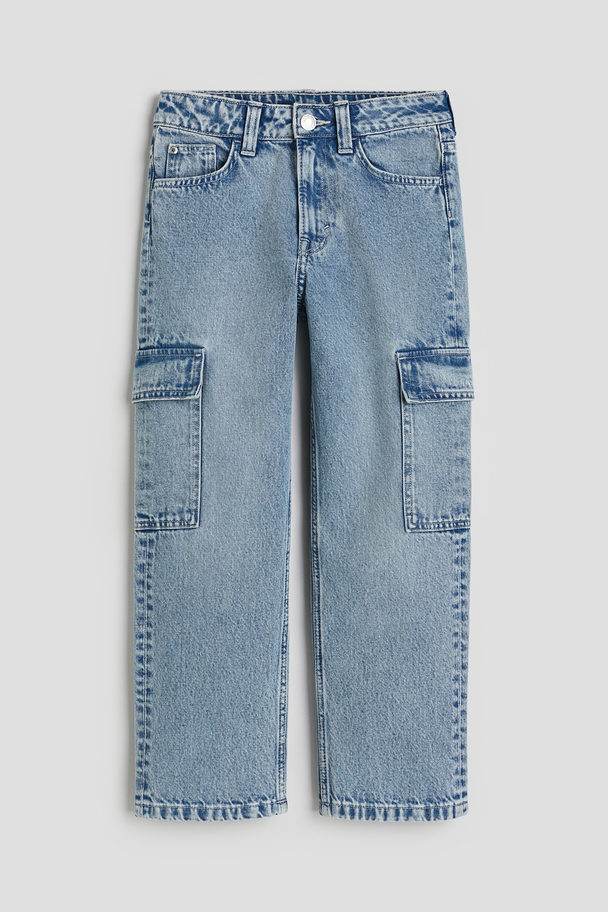 H&M Loose Fit Straight Leg Jeans Licht Denimblauw