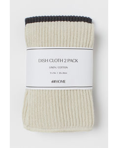 2-pack Dishcloths Dark Grey/light Beige