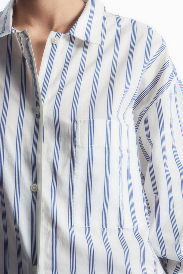 COS Striped Pyjama Shirt White / Blue / Striped
