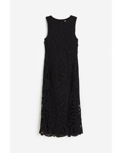 Crochet-look Dress Black