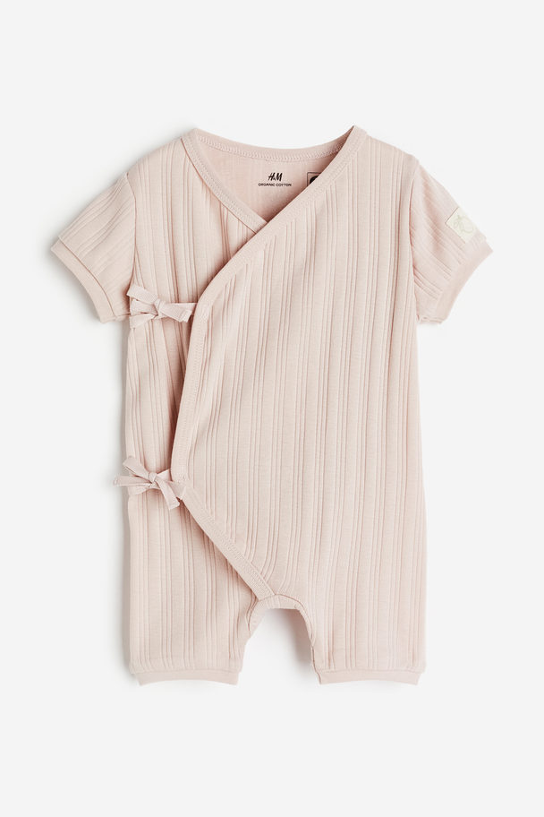 H&M Wrapover Cotton Romper Suit Dusky Pink