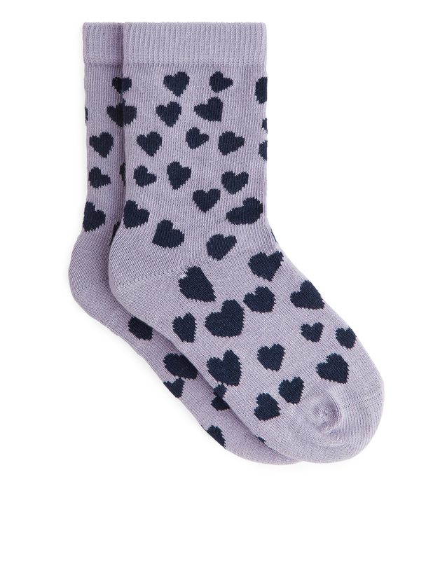 Arket Jacquard Socks, 2 Pairs Purple/heart