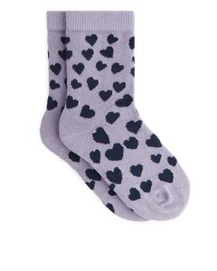 Jacquard Socks, 2 Pairs Purple/heart