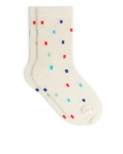Jacquard Socks, 2 Pairs Beige/multicolour