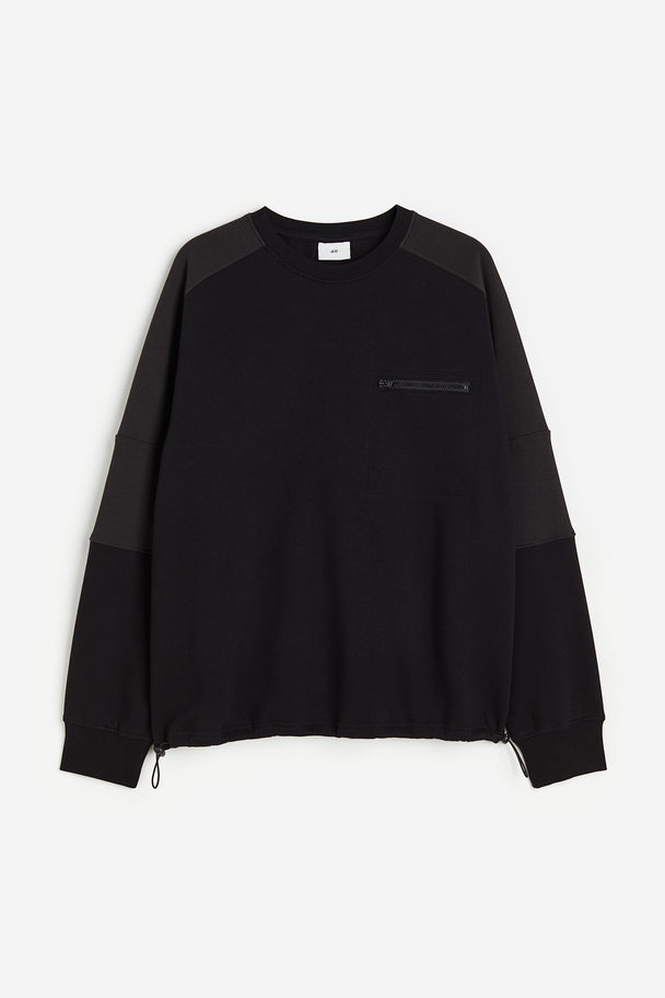 H&M Relaxed Fit Pocket-detail Sweatshirt Black
