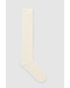 Knee-high Semi-sheer Socks White