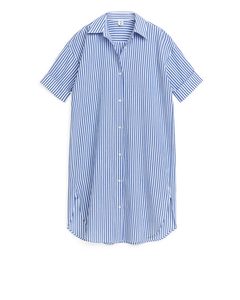 Poplin Shirt Dress Blue/white