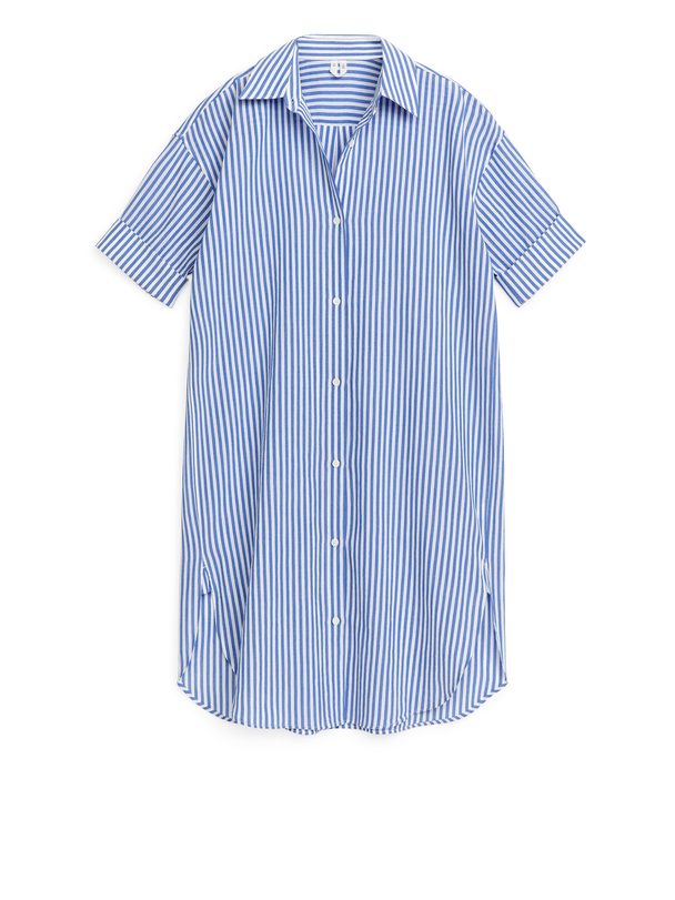 ARKET Hemdkleid aus Popeline Blau/Weiß