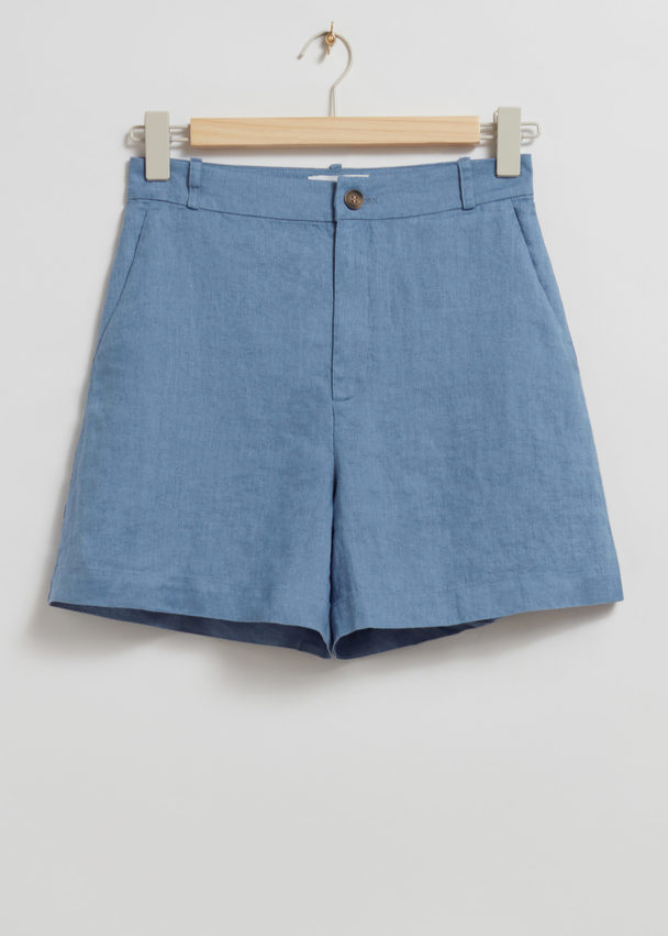 & Other Stories Linen Shorts Dusty Blue