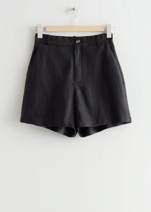 & Other Stories Linen Shorts Black