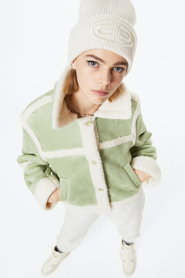 H&M Teddy-lined Jacket Light Green