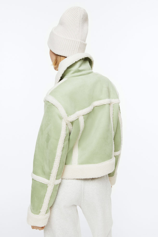 H&M Teddy-lined Jacket Light Green