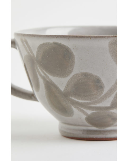 H&M HOME Terracotta Cup Light Grey/leaves