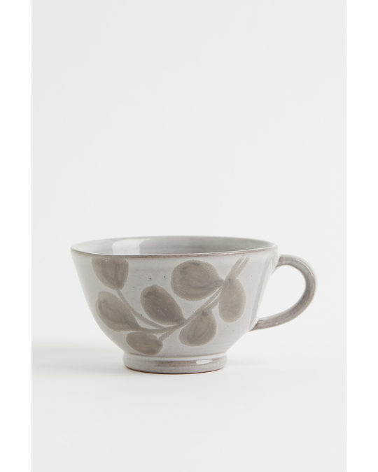 H&M HOME Terracotta Cup Light Grey/leaves