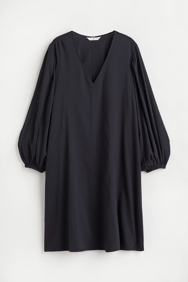 H&M Balloon-sleeved Dress Black