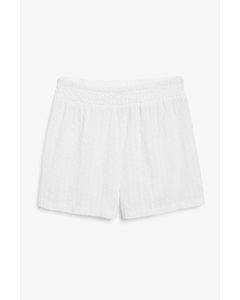 Seersucker-shorts Hvite Striper
