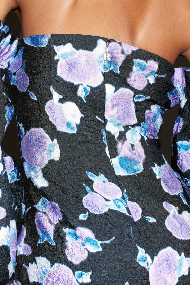 ROTATE Rotate X H&m Crinkle Puff Sleeve Dress Blurry Flower Bougainvillea