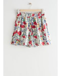 Relaxed Floral Print Shorts White Florals