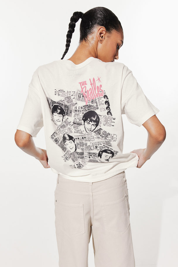 H&M Oversized T-Shirt mit Print Naturweiß/The Beatles