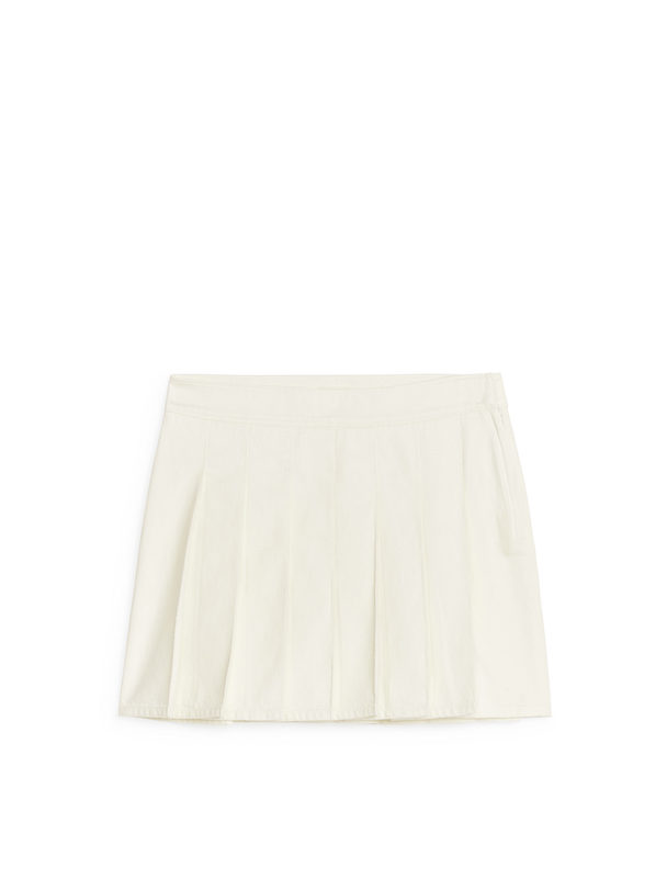ARKET Pleated Denim Skirt White