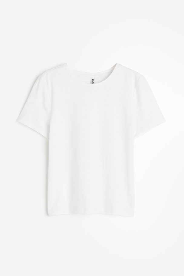 H&M Figurbetontes T-Shirt Weiß